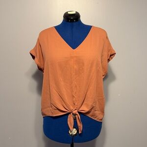 Pink Rose Mauve tie front Blouse XL